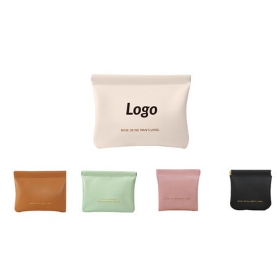 Mini Auto-Close PU Pouch for Earbuds Cables and Lipstick