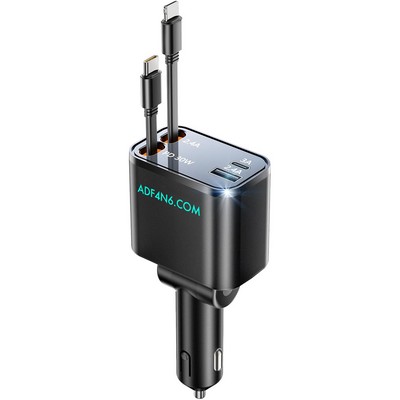 Retractable Car Charger, Phone Charger with Cables , USB C Car Charger Adapter
