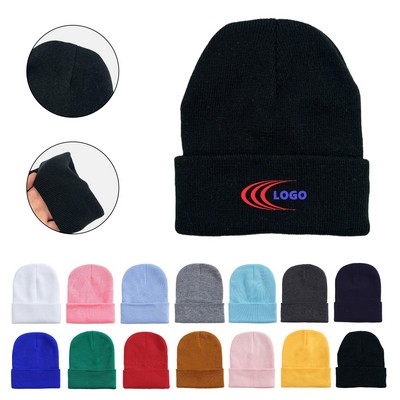 Winter Double Layer Knitted Beanie Hat