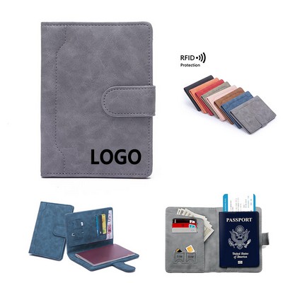RFID Leather Passport Holder Travel Wallet