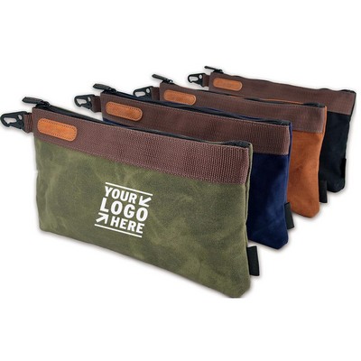 Heavy-Duty 12 Waxed Zipper Tool Pouch Canvas Socket Bag