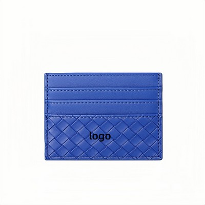 Minimalist Woven Texture PU Leather Card Holder for Credit and ID Cards