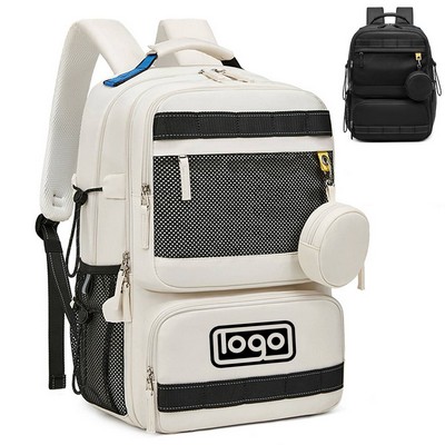 Nylon Casual Backpack with Mini Bag