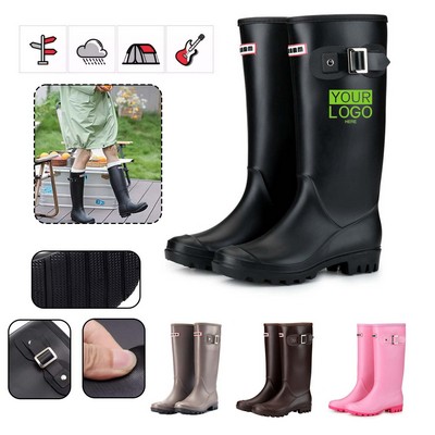 Women's Mid Calf Rain Boots Fashion Garden Shoes