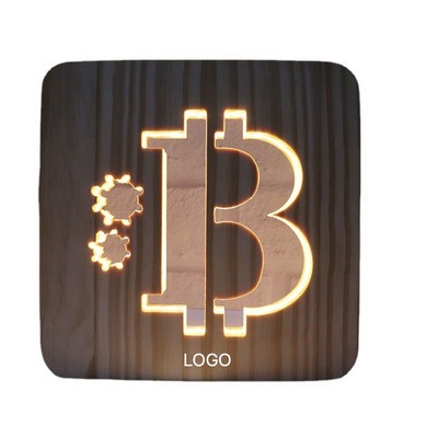 3D LED Wooden Hollow Carved Alphabet and Music Note Night Light Desk Lamp Valentine's Day Gift