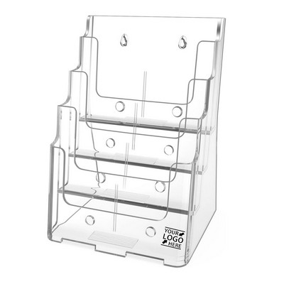 Acrylic Brochure Holder 4 Tier Clear Display Removable