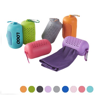 Compact Outdoor Sports Towel with Silicone Case
