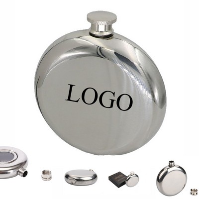 5 OZ Stainless Steel Round Flasks With Funnel