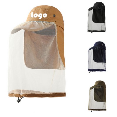 Wide Brim Mesh-Covered Bucket Hat