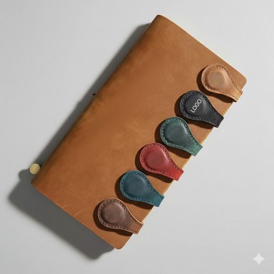 First Layer Cowhide Leather Magnetic Bookmark Clip Planner Gift Double-Sided Genuine Leather Hanging