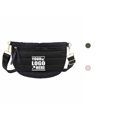 Casual Quilted Solid Color Puffer Waist Bag