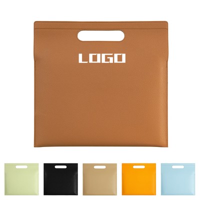 High-End PU Leather Tote with Magnetic Lock for Tech & Docs