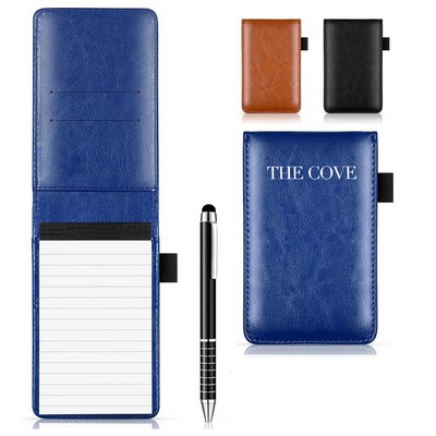 Pocket Leather Notepad with Pen