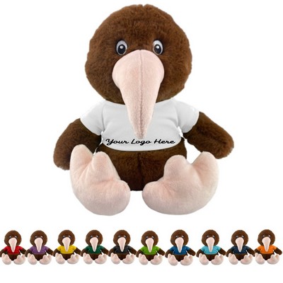 Sitting Kiwi Plush Toy with Custom T-Shirt