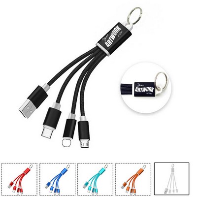 Multiple Nylon 3in1 Charging Cable Keychain