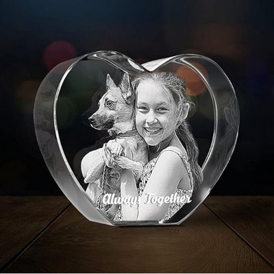 Custom Heart Shape 3d Crystal Award