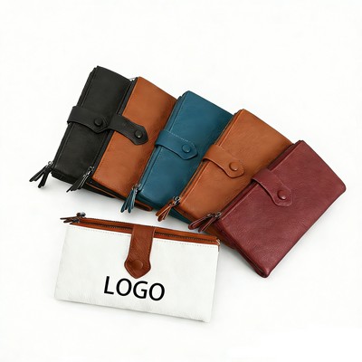 PU Two Fold RFID Anti Theft Brush Lychee Pattern Wallet