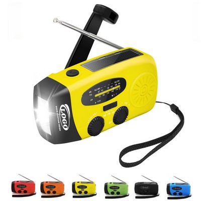 Portable AM/FM/NOAA Solar Hand Crank Radio w/ LED Flashlight