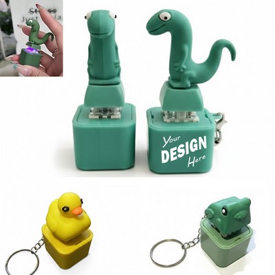 USB Rechargeable Mechanical Clicker Keychain Light Animal Toy