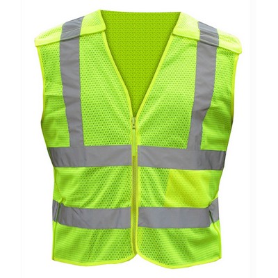 Forester VEST4 GREEN OR ORANGE 5 POINT CLASS 2 ZIPPER FRONT MESH VEST