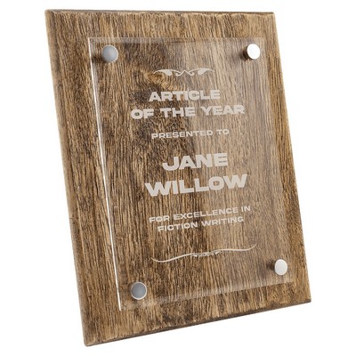 Barnwood Floating Glass Plaque, 9 x 12"