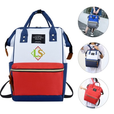 Color-Blocked Oxford Cloth Waterproof Backpack