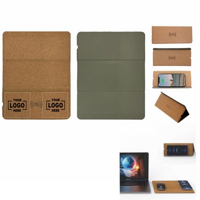 Foldable Cork Wireless Charging Mouse Pad