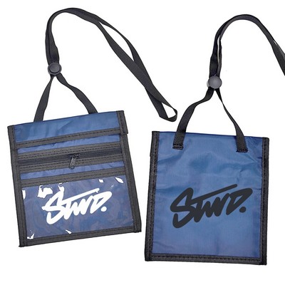 7"x5.6" Polyester Neck Wallet with Screen Print Logo