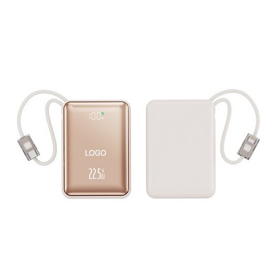22.5W Super Fast Charging Power Bank 20000mAh Built-in Cables Portable Charger Electroplated