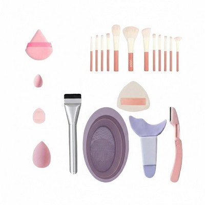 12-Piece Professional Makeup Brush Set Natural Goat Hair Stippling Blush Brush Complete