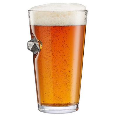 D20 Dice Embedded Pint Glass