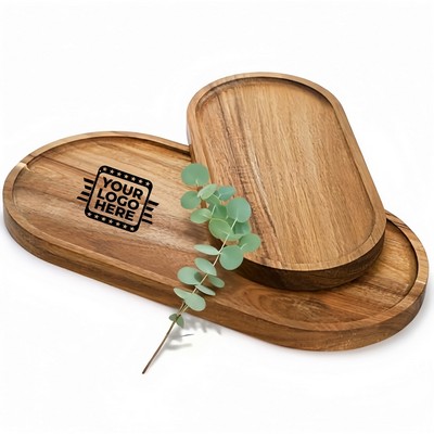 Oval Wooden Serving Tray Rustic Food Display Board