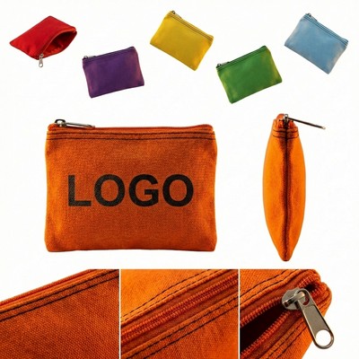 Customizable Canvas Zip Coin & Card Pouch