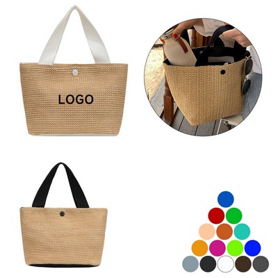 Summer Straw Woven Tote Bag