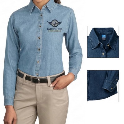 Long-Sleeve Light Denim Shirt