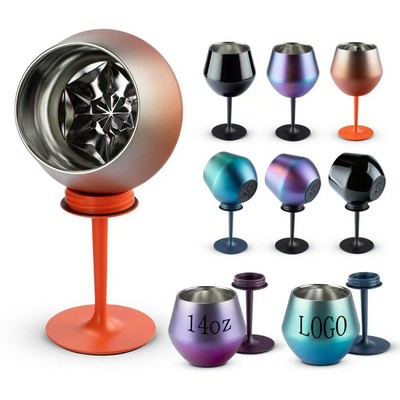 14oz Stainless Steel Wine Goblet with Detachable Stem Cup