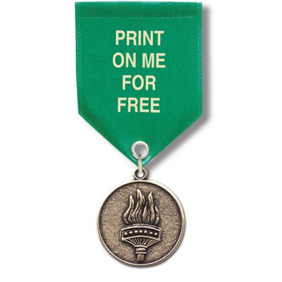 1 1/8" Torch Cast CX Medal w/Satin Drape Ribbon