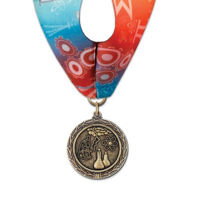 1½" Science Cast MX Medal w/Stock Millennium Neck Ribbon