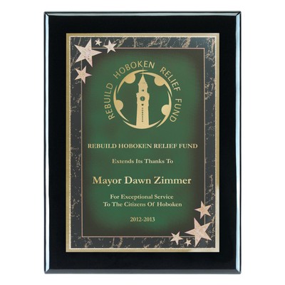 Plaque - 7"x9" Wall Plaque w/ Green Corner Star Plate (5"x7")