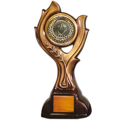 Stock 15" Victory Trophy- With 2" US Navy Coin and Engraving Plate