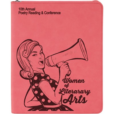 Portfolio - Pink/Engraves Black, Leatherette - 9-1/2" x 12"