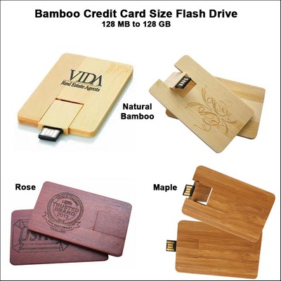Bamboo Credit Card Size Flash Drive - 16 GB Memory