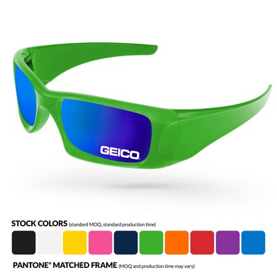 Wrap Mirror Sunglasses W/1 Color Lens Imprint