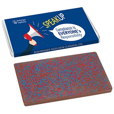 Foil Wrapped One Pound Belgian Chocolate Bar w/ Corporate Color Nonpareil Sprinkles