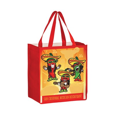 Full Coverage OPP Laminated Non-Woven Grocery Bag w/ Full Color (12"x8"x13")