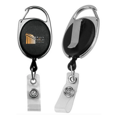 Rapid ship. Oval Metal Clip-On w/Dome Badge Reel