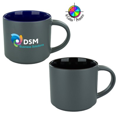 16 Oz. Satin Graphite & Black Two Tone Norwich Contemporary Mug - Dishwasher Safe - Spot Color