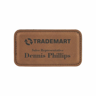3 1/4" x 1 3/4" Dark Brown Leatherette Badge w/ Magnet