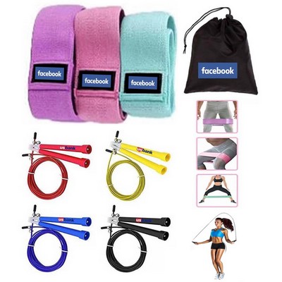 iBank ® Non-Slip Fabric Resistance Bands + Jump Rope