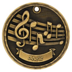 2" Antique Finish 3D Music Medal